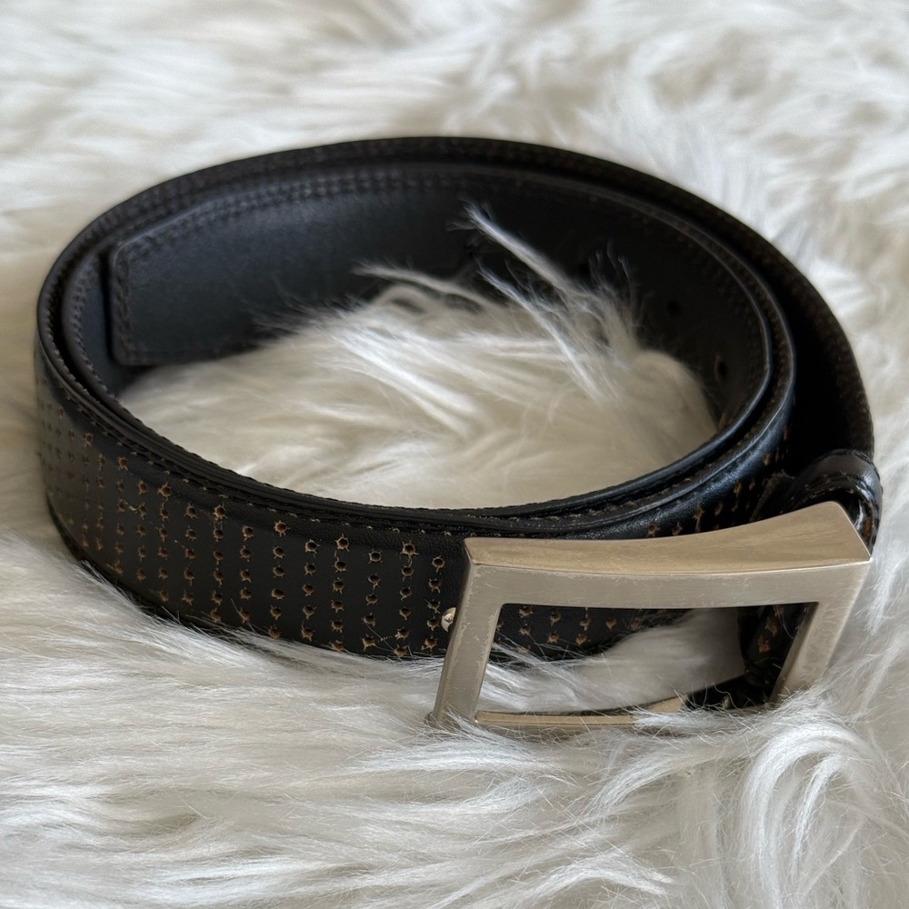 PGA Tour | Men’s Black Leather Belt Size 36 with Decorative Holes
